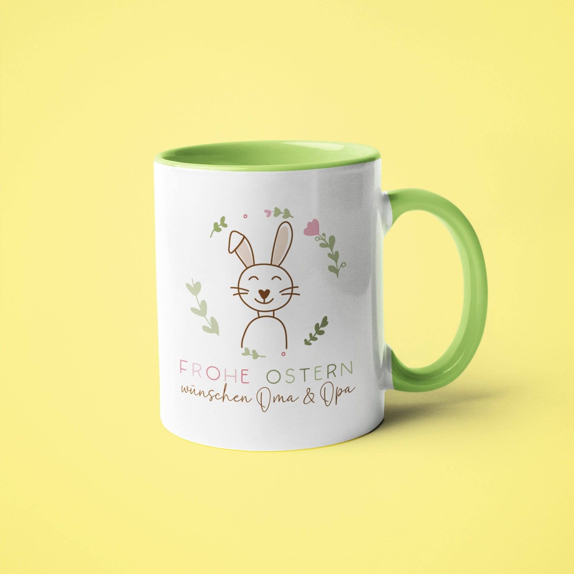 Personalisierte "Frohe Ostern" Tasse mit Hasenmotiv - perfektes Geschenk für Kinder, Männer & Frauen zu Ostern!  kleinebuchstaben   