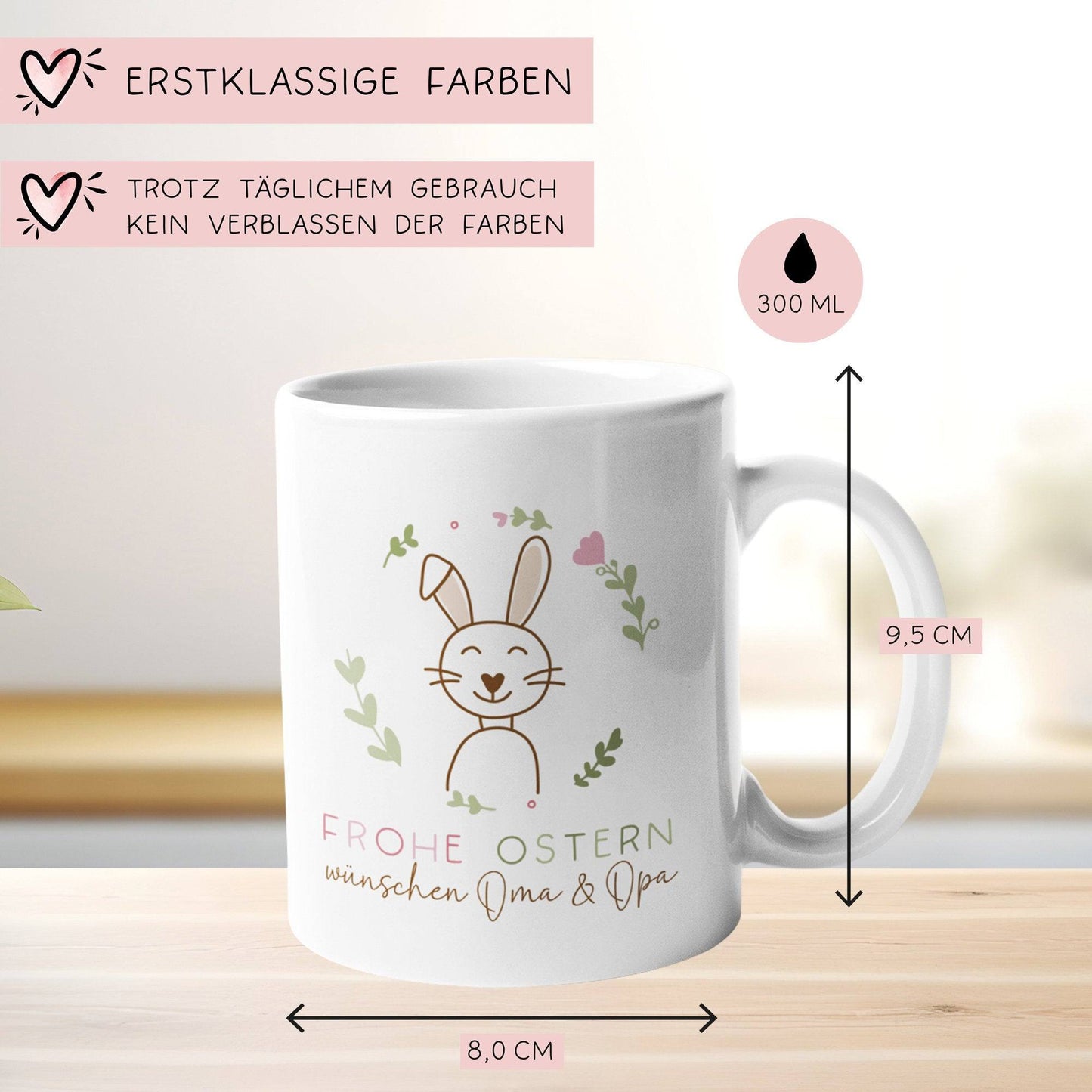 Ostergeschenk personalisiert Tasse mit Namen "Frohe Ostern" Hase Ostergeschenk für Kinder Männer Frauen Geschenkidee zu Ostern. Geschenk  kleinebuchstaben   