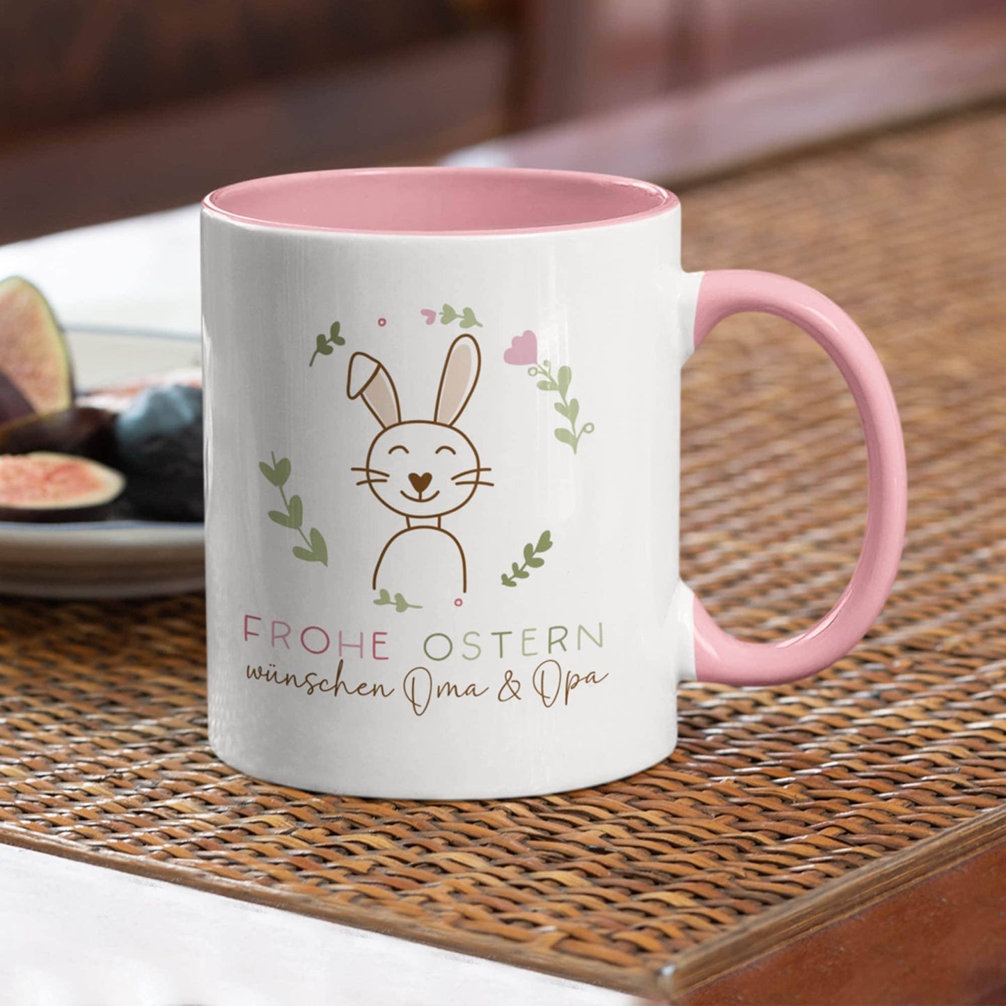 Ostertasse personalisiert - Motiv: "Frohe Ostern" mit Wunschnamen und Hasenmotiv - ideal als Osterüberraschung für Kinder, Männer & Frauen!  kleinebuchstaben   