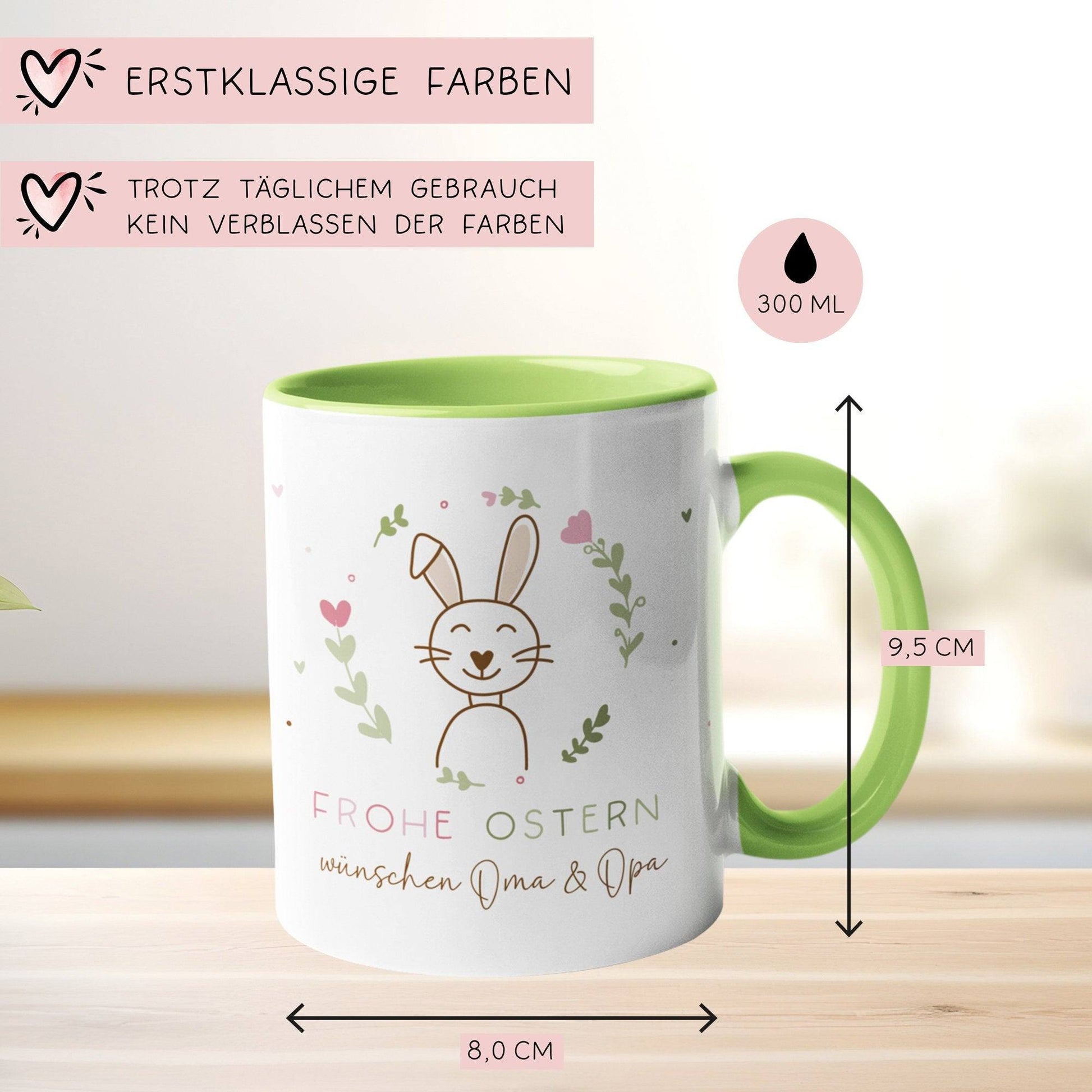 Ostertasse personalisiert mit Namen "Frohe Ostern" Hase Ostergeschenk für Kinder Männer Frauen Geschenkidee zu Ostern. Geschenk Tasse  kleinebuchstaben   