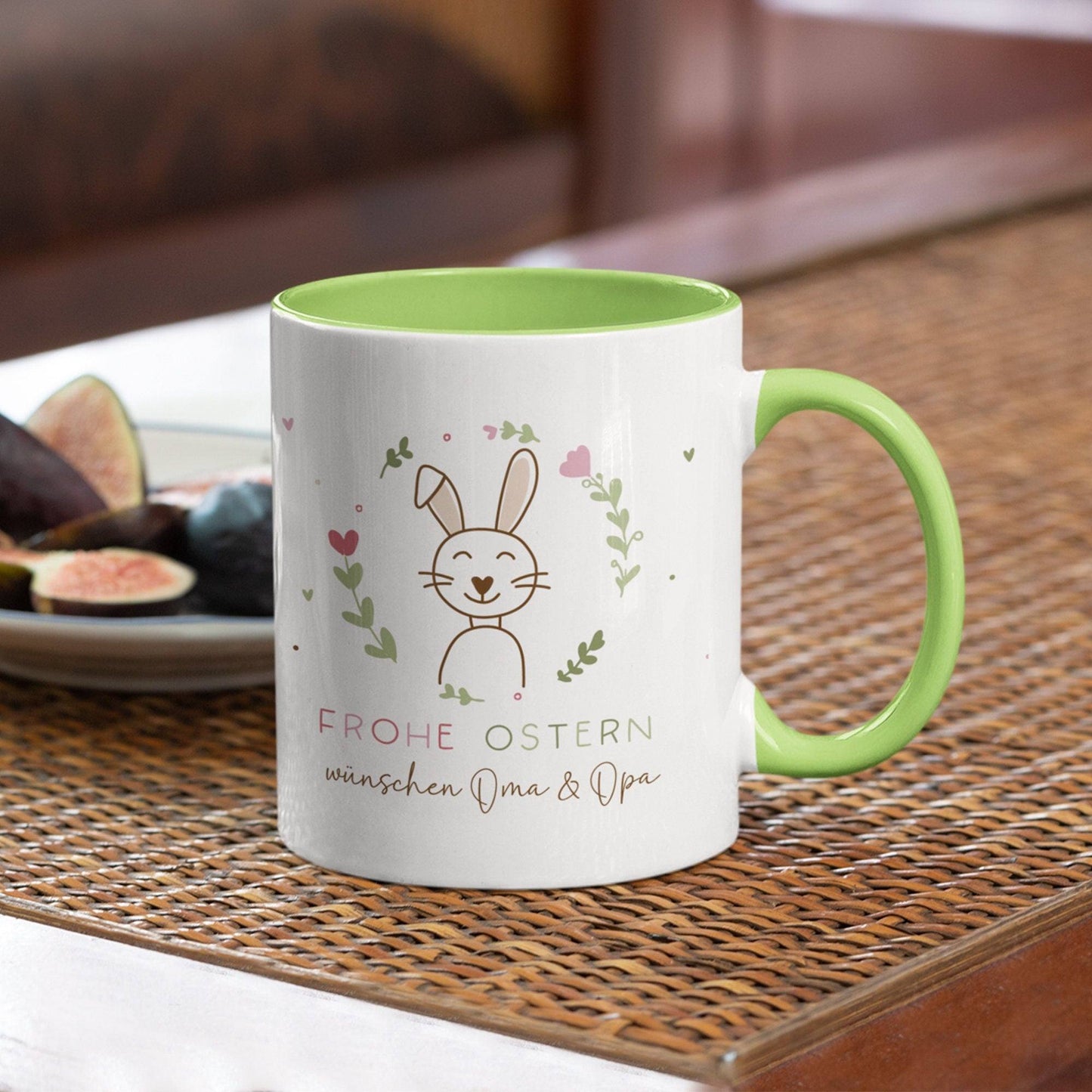 Ostertasse personalisiert mit Namen "Frohe Ostern" Hase Ostergeschenk für Kinder Männer Frauen Geschenkidee zu Ostern. Geschenk Tasse  kleinebuchstaben   