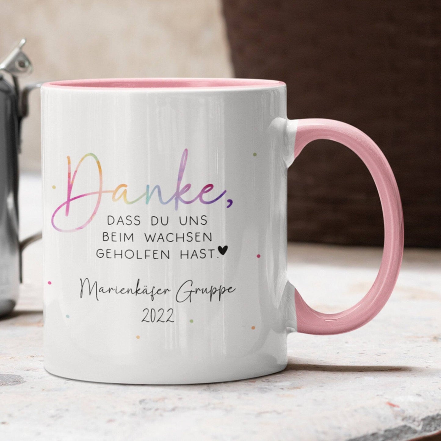 Personalisierte Tasse - Danke, dass du uns beim Wachsen geholfen hast - Kindergarten Abschied - Tasse Erzieherin - Personalisiert - Geschenk  kleinebuchstaben   