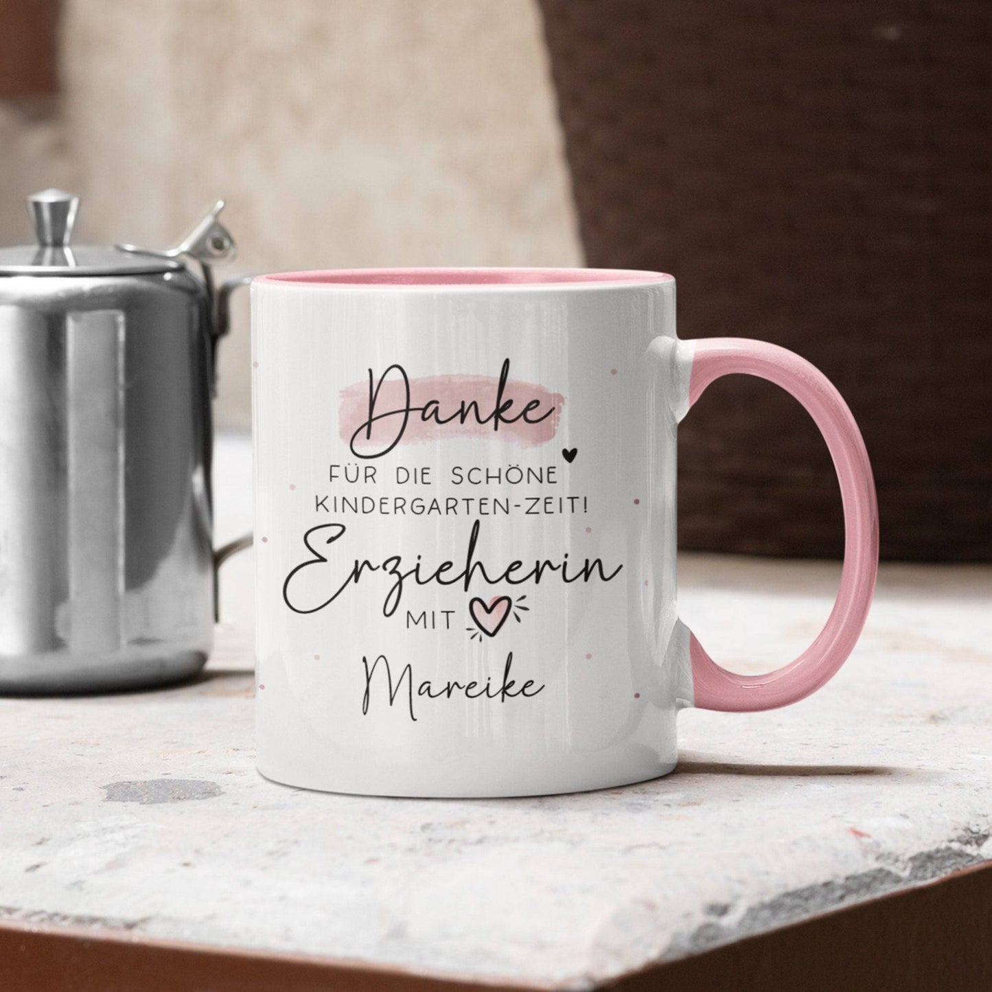 Personalisierte Tasse " Danke für die schöne Kindergarten-Zeit" Geschenke Namen Kinder. Geschenk für Erzieher und Erzieherin. Abschied  kleinebuchstaben   