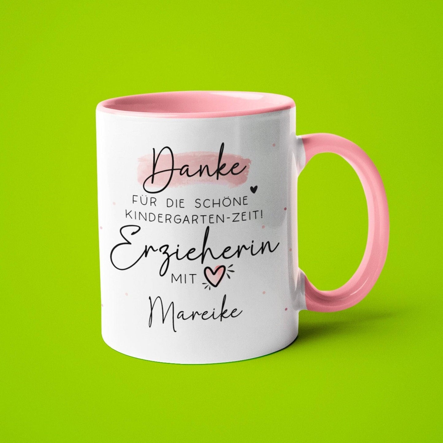 Personalisierte Tasse " Danke für die schöne Kindergarten-Zeit" Geschenke Namen Kinder. Geschenk für Erzieher und Erzieherin. Abschied  kleinebuchstaben   