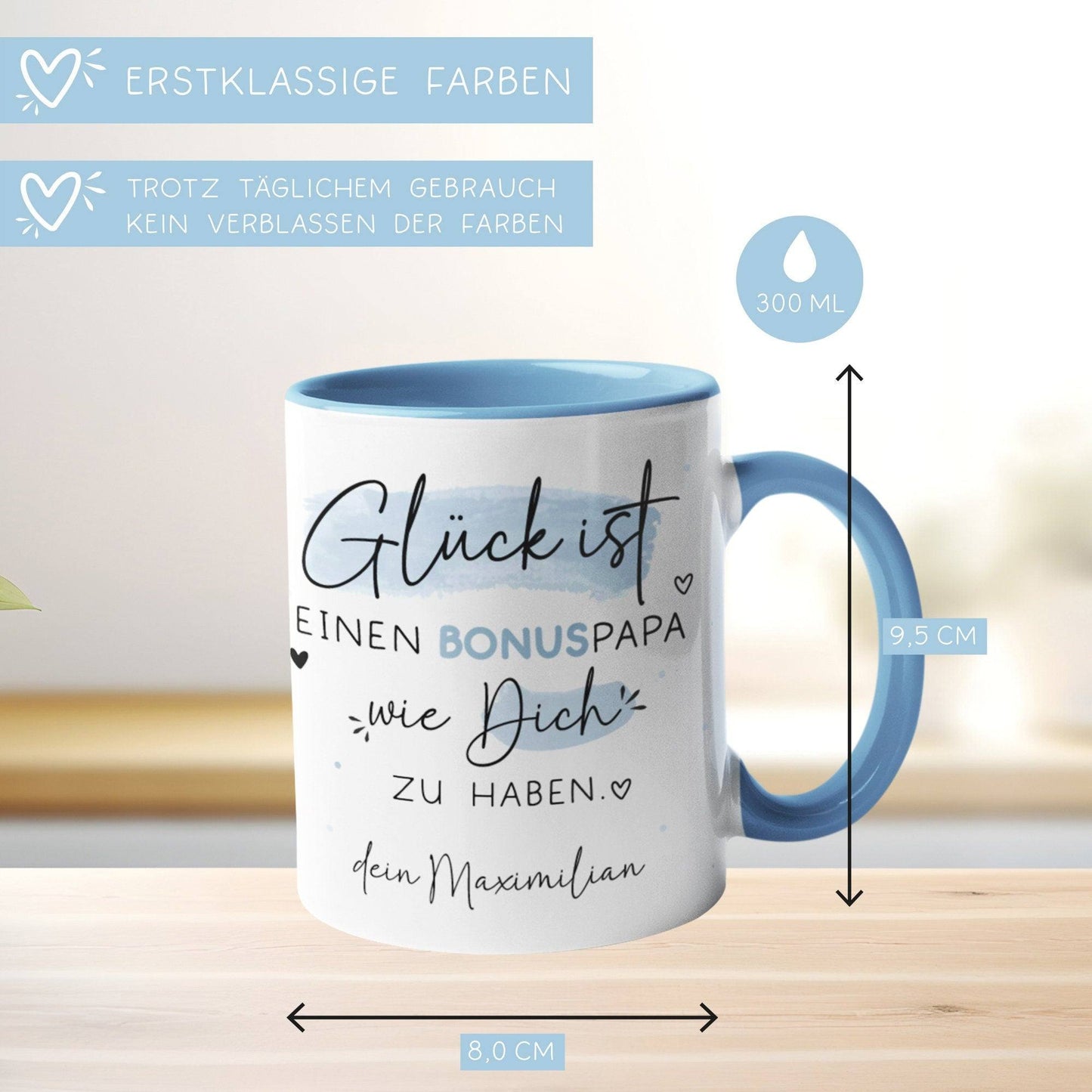 Bonuspapa Tasse personalisiert Bonus Papa zum Vatertag - Geburtstag - Kaffeetasse mit Wunschnamen. Geschenk, Geschenk, Weihnachtsgeschenk  kleinebuchstaben   