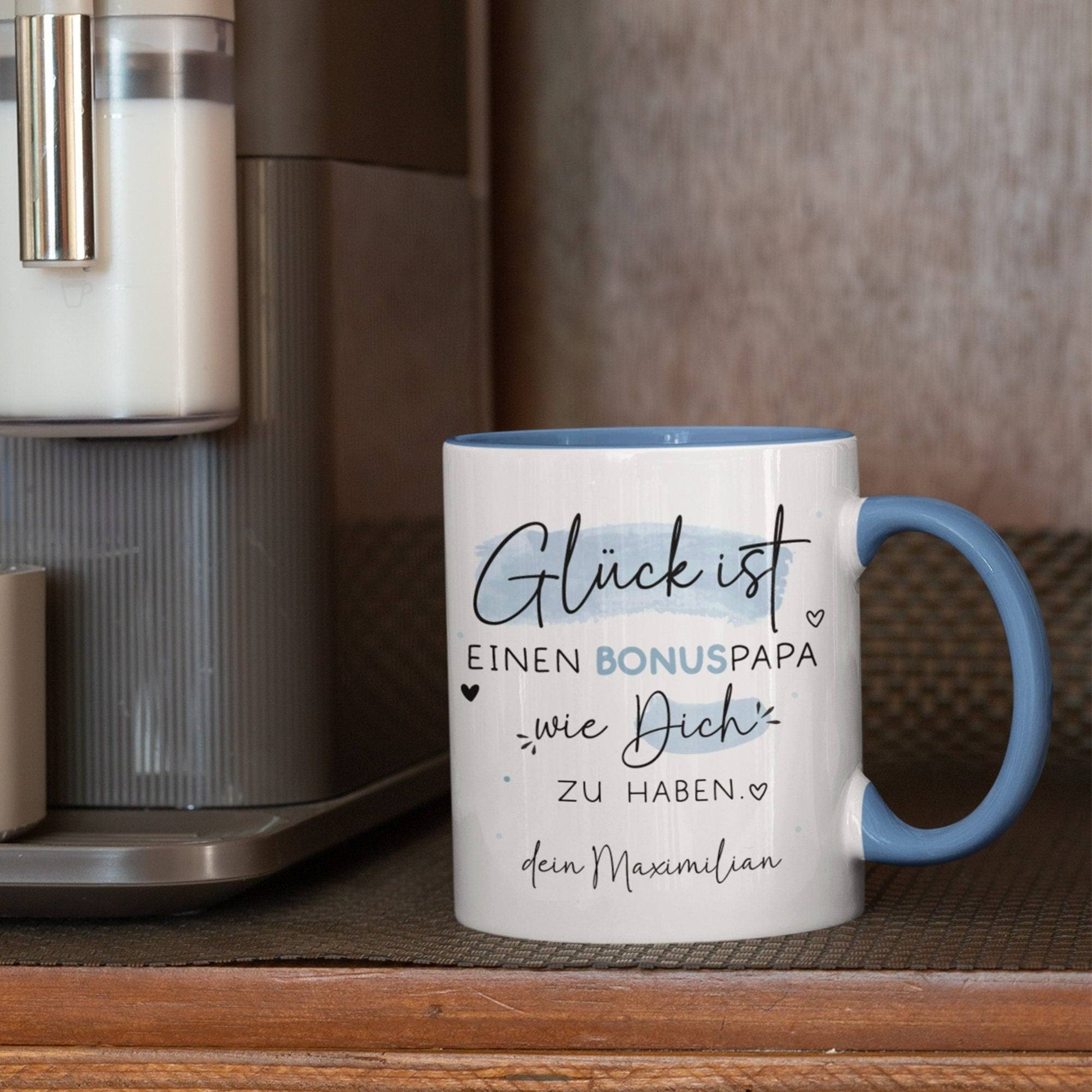 Bonuspapa Tasse personalisiert Bonus Papa zum Vatertag - Geburtstag - Kaffeetasse mit Wunschnamen. Geschenk, Geschenk, Weihnachtsgeschenk  kleinebuchstaben   