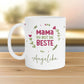 Personalisierte Muttertag Kaffee Tasse "Mama du bist die Beste [Wunschname]" – Geschenk für Geburtstag, Dankeschön und Weihnachten - Weiß  kleinebuchstaben   