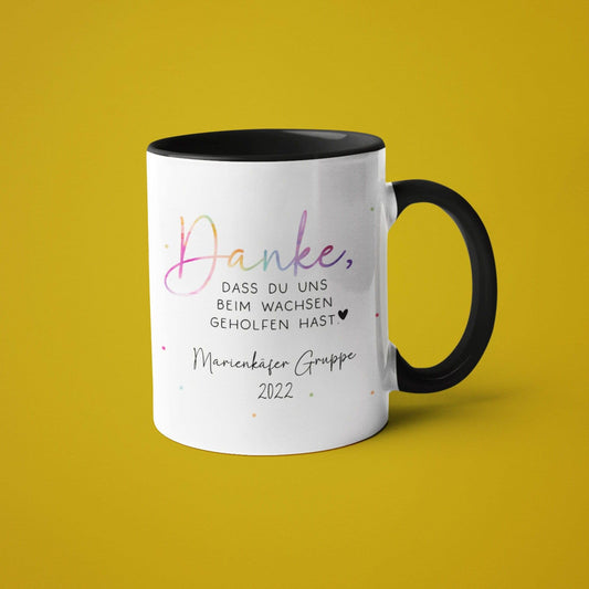 Tasse Personalisiert - Danke, dass du uns beim Wachsen geholfen hast - Abschied Kindergarten - Tasse Krabbelgruppe - Geschenk  kleinebuchstaben   