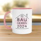 Bauherrin Bauherr Tasse 2024 Name, Richtfest Geschenk, Becher Geschenke zum Richtfest, Geschenkideen zum Hausbau Einweihung Hausbauer -330ml  kleinebuchstaben Bauherrin - Rosa ohne Namen 