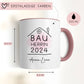 Set Bauherr Bauherrin Tasse 2024 Name Personalisiert, Richtfest Geschenk, Becher Geschenke zum Richtfest, Geschenkideen zum Hausbau Einweihung Hausbauer  kleinebuchstaben   