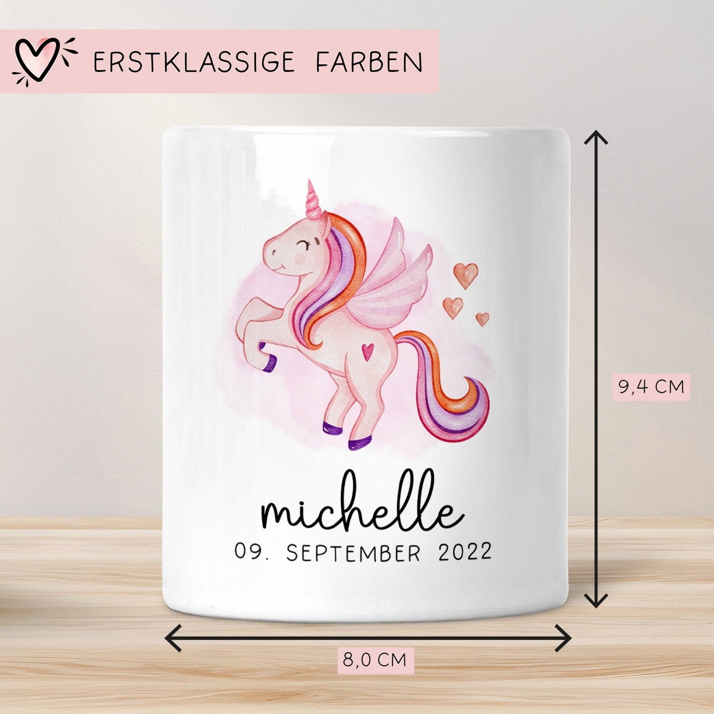 Spardose Einhorn Name Personalisiert für Mädchen zum Geburtstag, Taufe Kommunion Firmung Konfirmation, Weihnachten - Keramik - Wunschnamen  kleinebuchstaben   