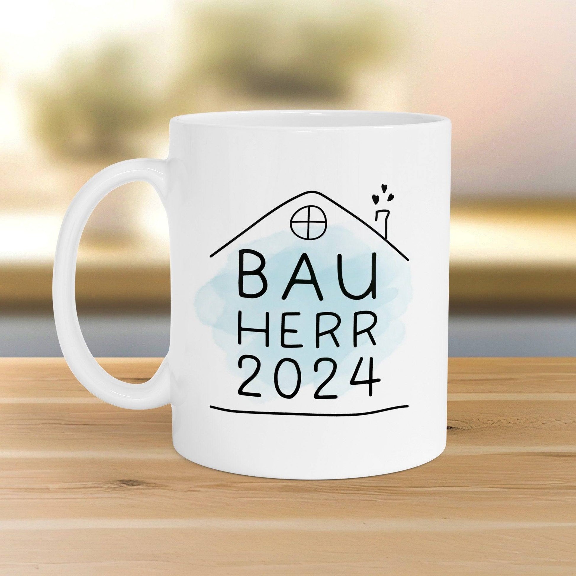 Bauherrin Bauherr Tasse 2024 Name, Richtfest Geschenk, Becher Geschenke zum Richtfest, Geschenkideen zum Hausbau Einweihung Hausbauer -330ml  kleinebuchstaben Bauherr - Weiß ohne Namen 