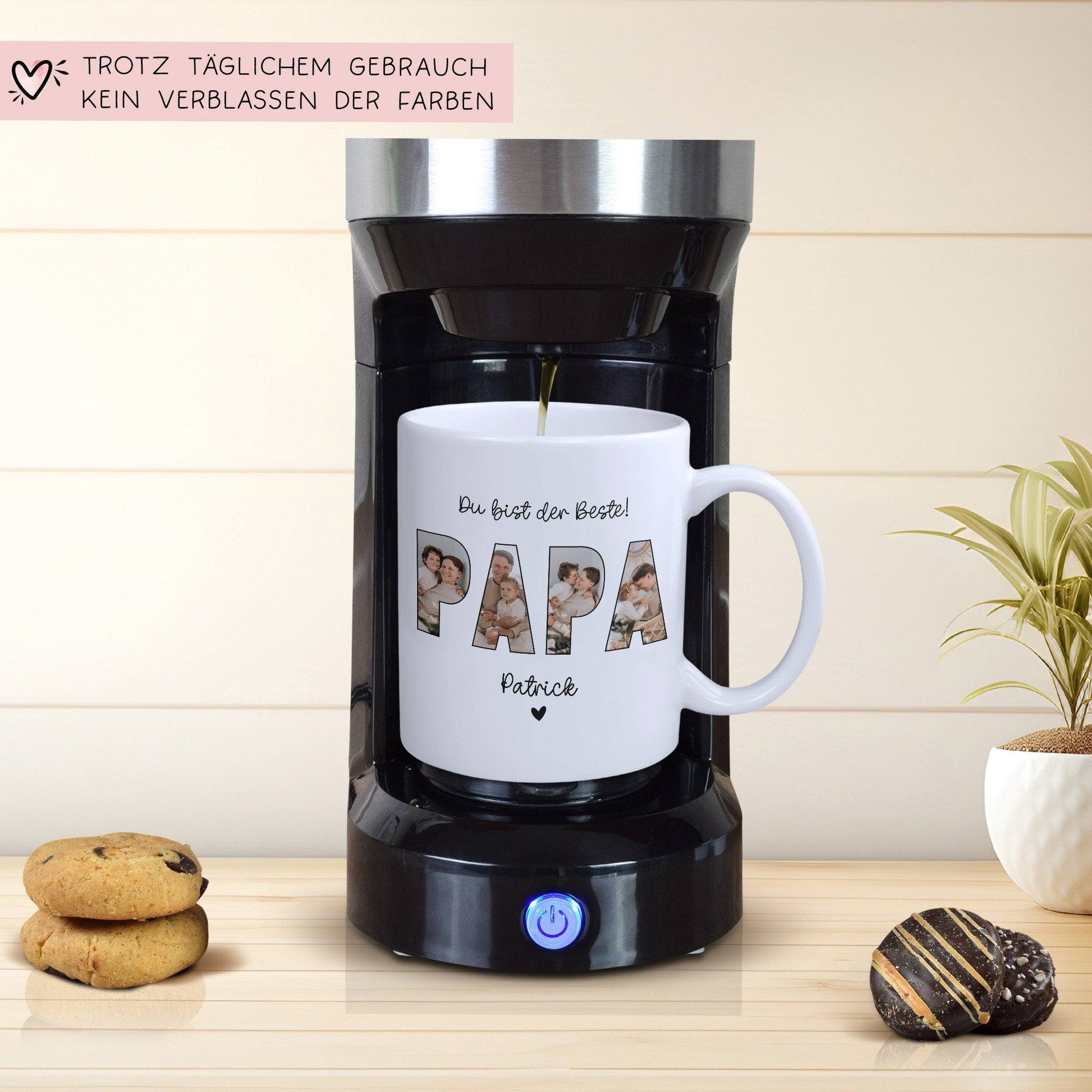 Tasse Papa mit Fotos personalisiert zum Vatertag - Fototasse mit eigenen Bildern selbst gestalten - Bester Papa, Vater, Dad Geschenk - 330ml  kleinebuchstaben   