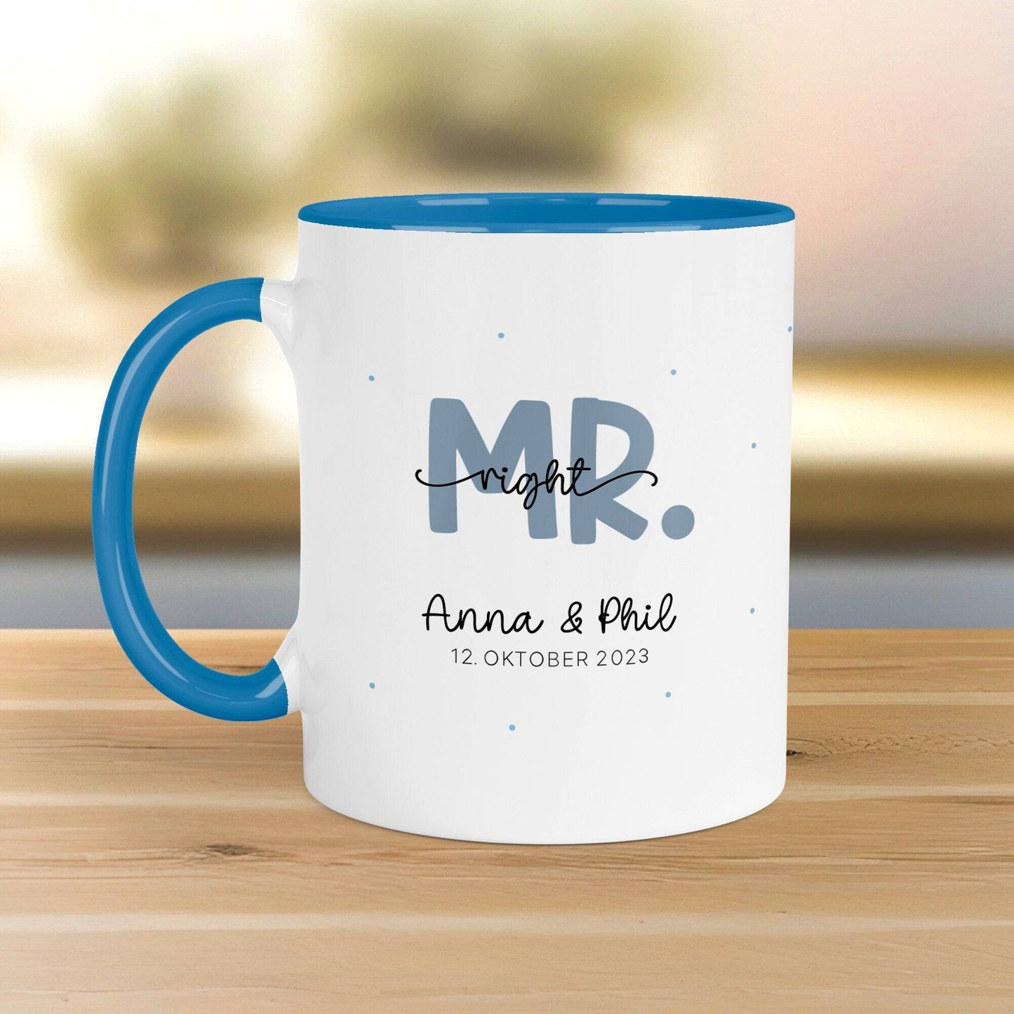 Mr & Mrs Tasse Tassen Hochzeit personalisiert mit Wunschnamen und Datum – Namenstasse Hochzeitsgeschenk - Braut Bräutigam – Kaffeetasse  kleinebuchstaben   