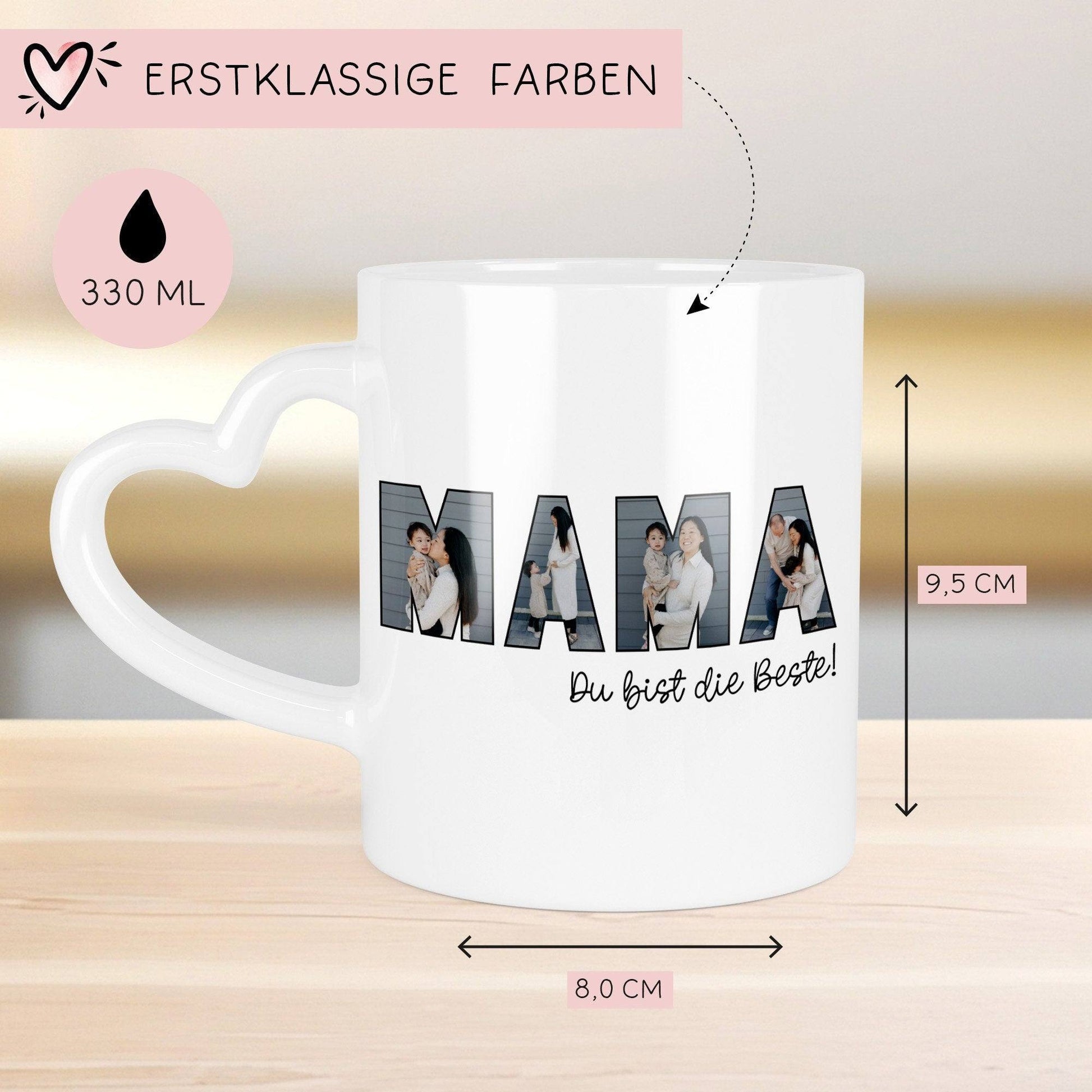 Tasse Muttertag Fototasse personalisiert zum Vatertag - Fototasse mit eigenen Bildern selbst gestalten - Beste Mama, Mutter, Geschenk  kleinebuchstaben   