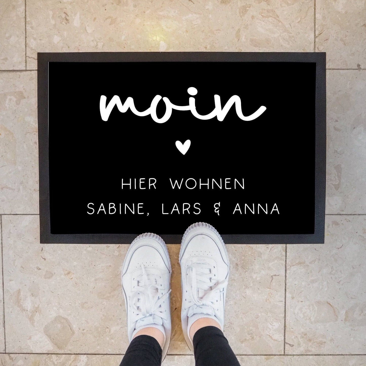 Fußmatte Personalisiert Namen Fussmatte und Schmutzfangmatte Türmatte Teppich Geschenk Hochzeit Familie  Herzlich Willkommen Moin Name  kleinebuchstaben Moin 60x40 cm 