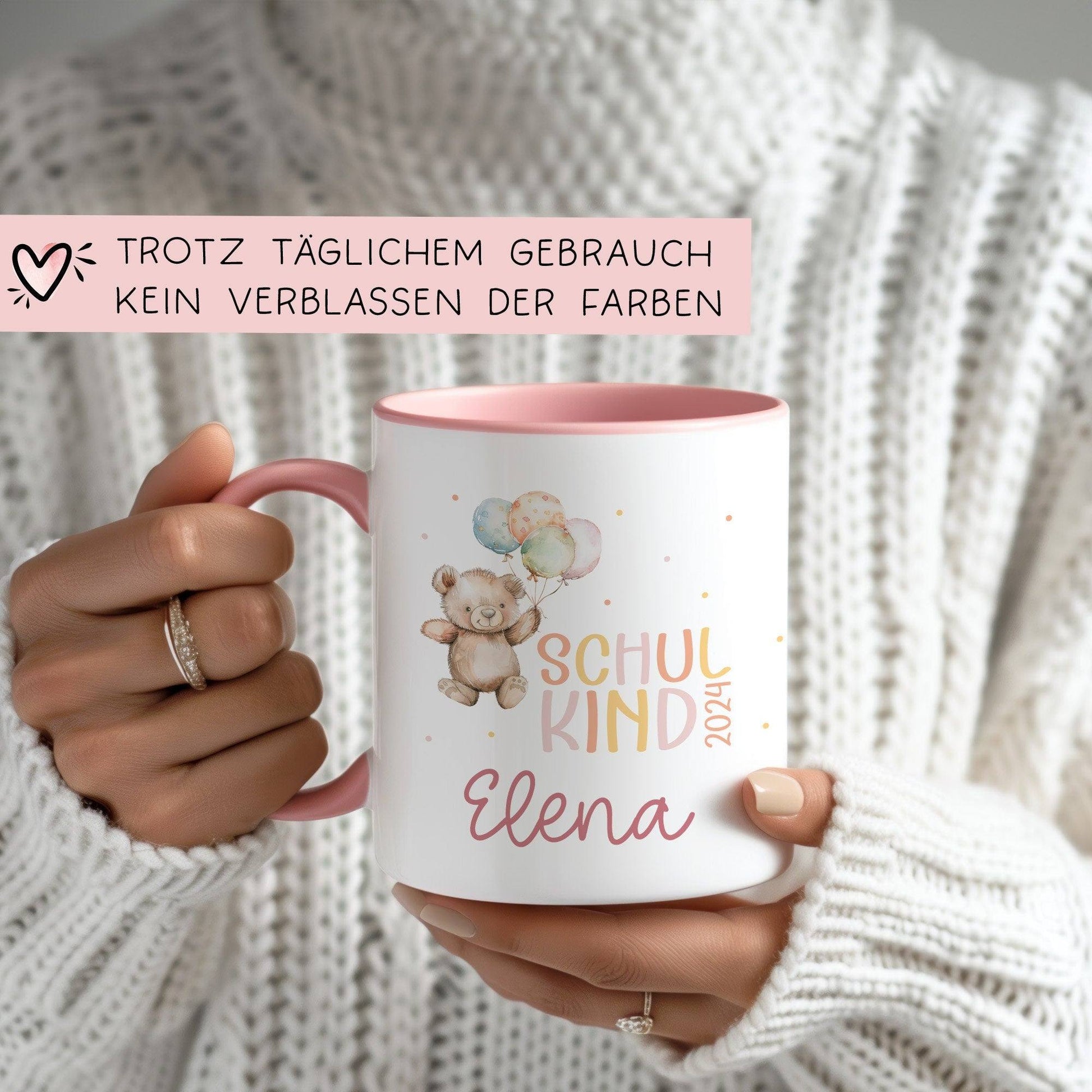 Schulkind 2024 Tasse, personalisiertes Einschulungsgeschenk, personalisierte Tasse für Jungen und Mädchen  kleinebuchstaben   