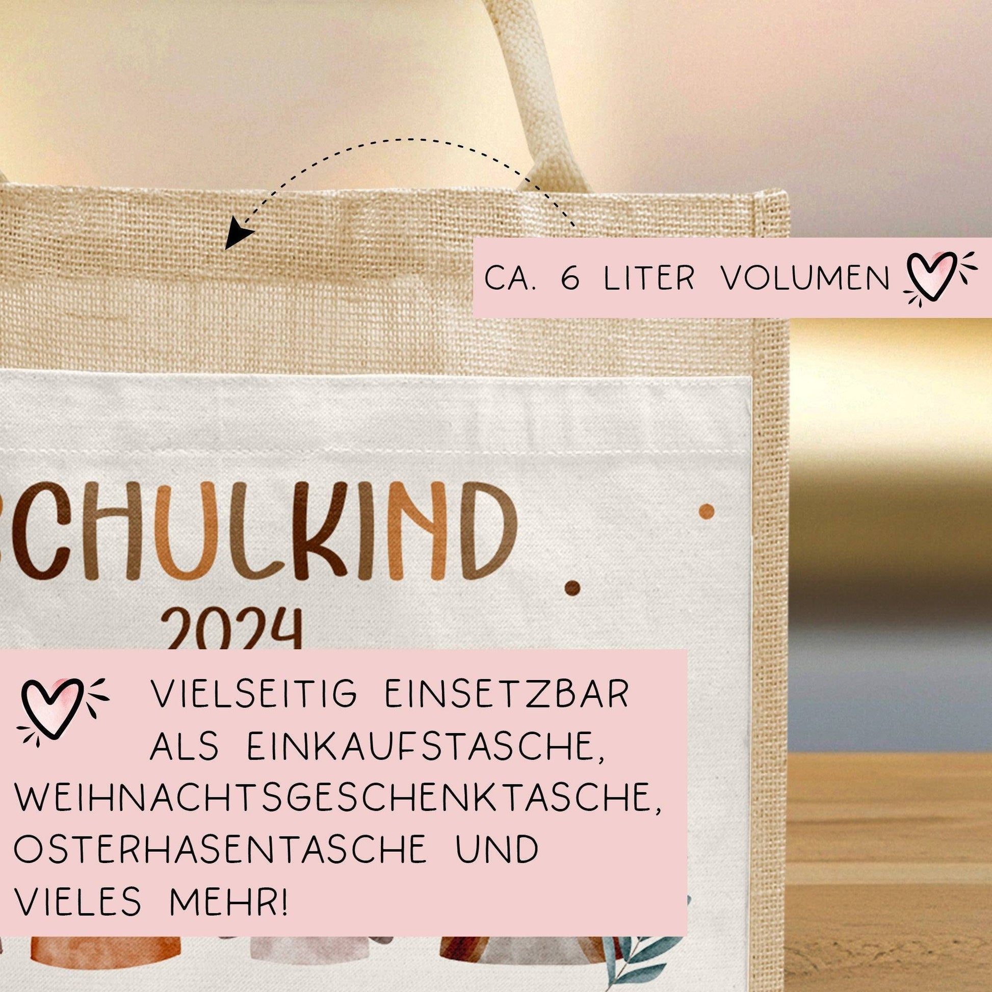 Schulkind Tasche 2024, Waldtiere Bär, Eule Fuchs Igel, Geschenk Einschulung, Schultüte, personalisierte Jutetasche, Einschulungsgeschenk  kleinebuchstaben   