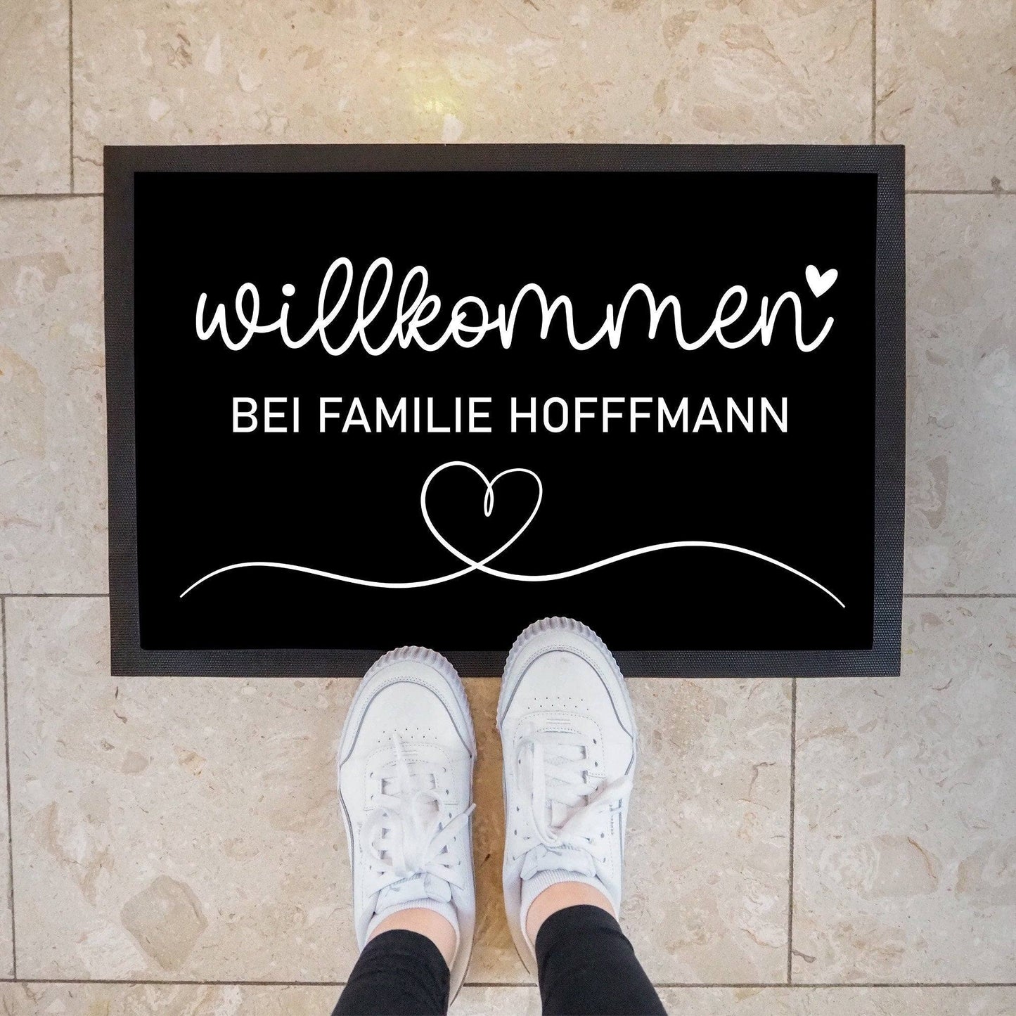 Fußmatte Personalisiert Namen Fussmatte und Schmutzfangmatte Türmatte Teppich Geschenk Hochzeit Familie  Herzlich Willkommen Moin Name  kleinebuchstaben Willkommen bei 60x40 cm 