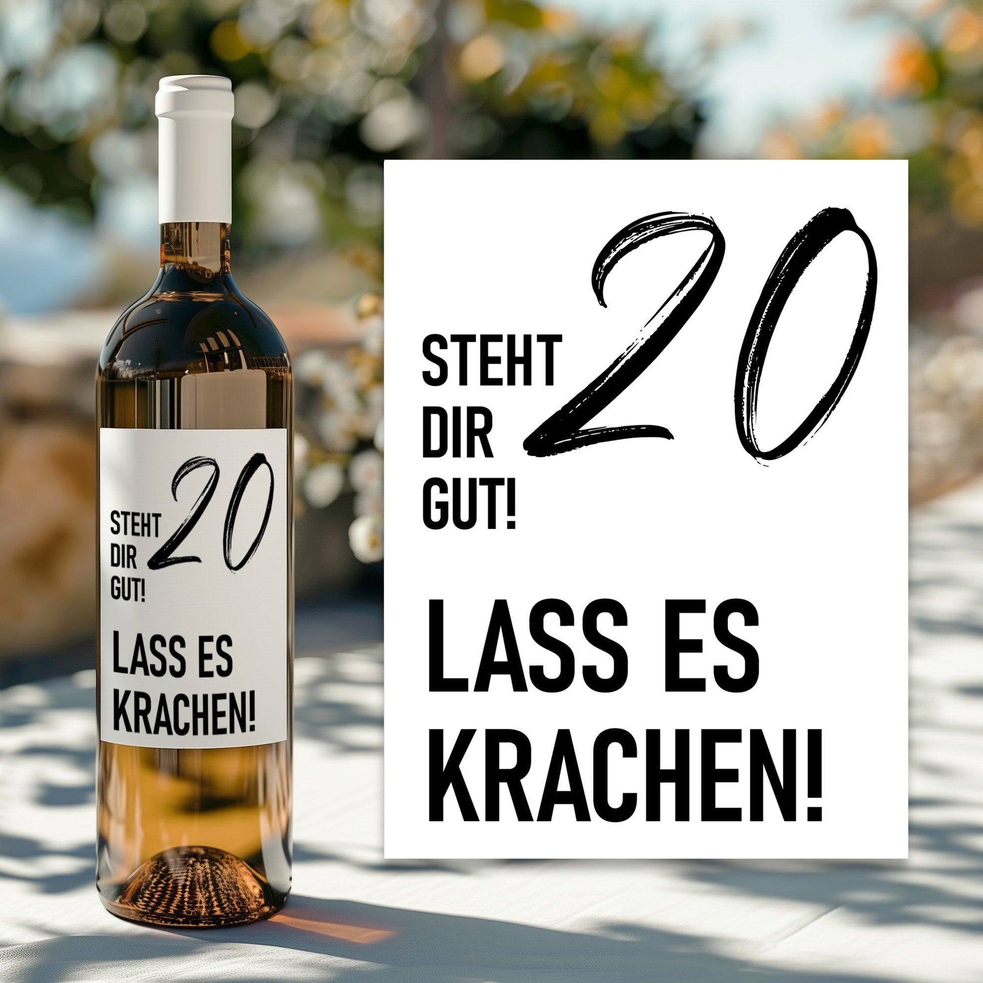 Weinetikett runder Geburtstag 20 30 40 50 60, Flaschenetikett für Weinflaschen, ideales Geschenk für Weinliebhaber - Schwarz  kleinebuchstaben 20. - Schwarz Versand per Post 