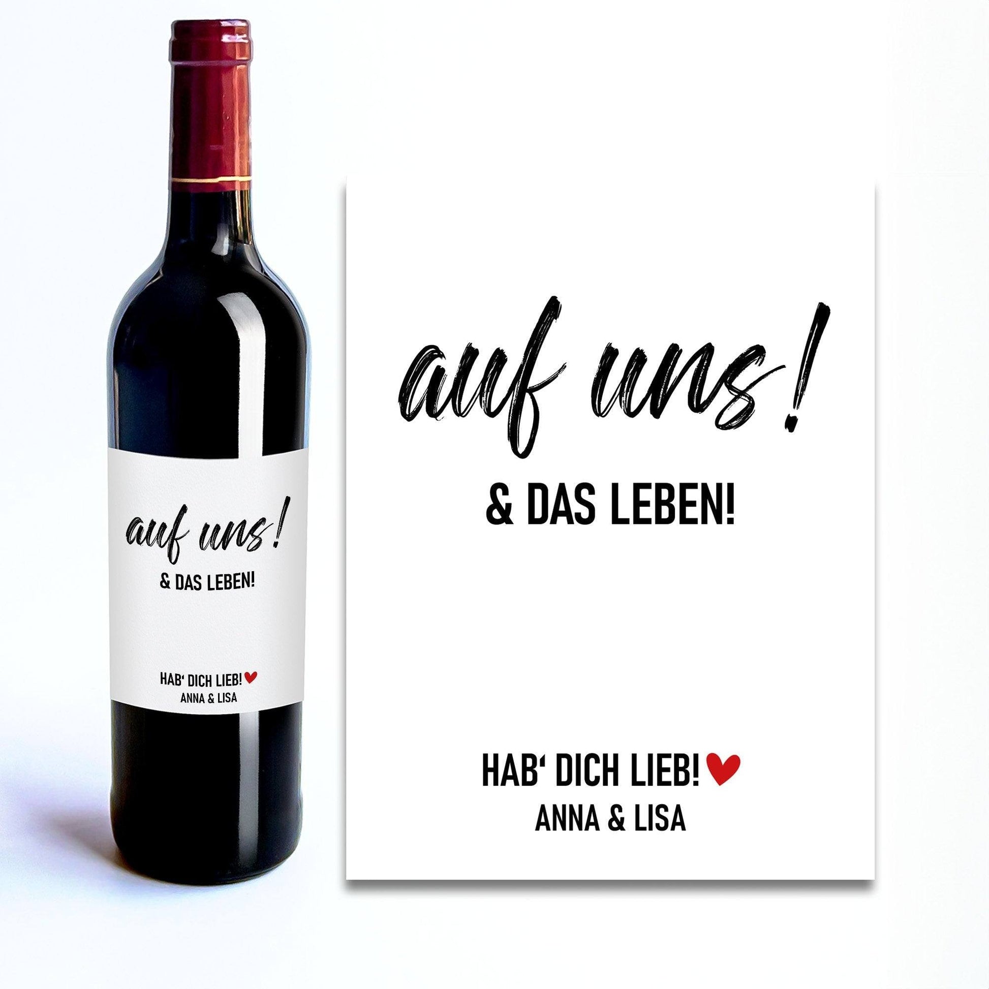 Weinetikett mit Namen, personalisiert für Geburtstag, Geschenk für Freundin, Weinliebhaber Geschenk - Schwarz  kleinebuchstaben   