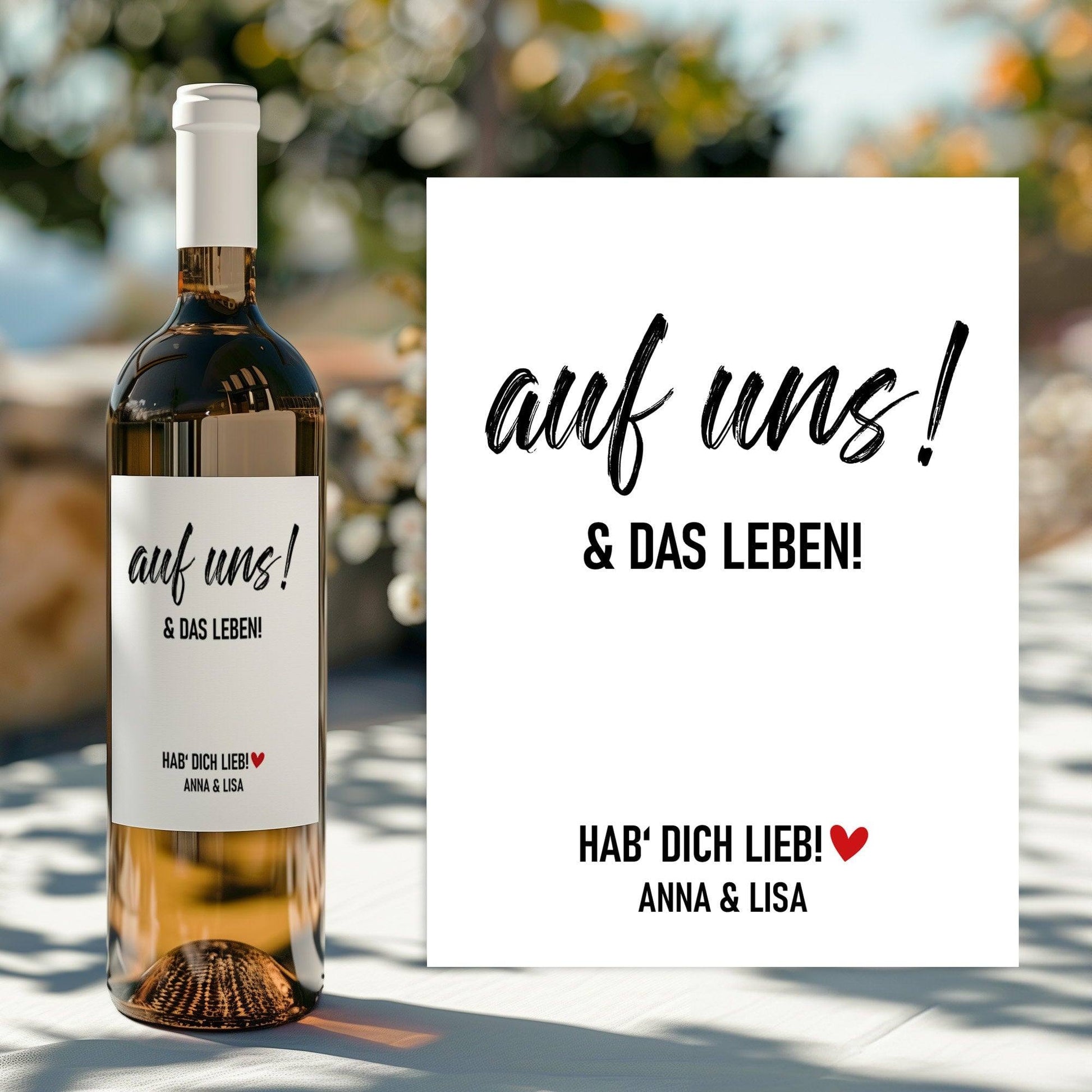 Weinetikett mit Namen, personalisiert für Geburtstag, Geschenk für Freundin, Weinliebhaber Geschenk - Schwarz  kleinebuchstaben   