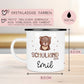 Schulanfang Schulkind 2024 Emaille-Tasse - personalisierte Kindertasse mit Namen und Bär-Motiv - perfektes Einschulungsgeschenk  kleinebuchstaben   