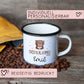 Schulanfang Schulkind 2024 Emaille-Tasse - personalisierte Kindertasse mit Namen und Bär-Motiv - perfektes Einschulungsgeschenk  kleinebuchstaben   