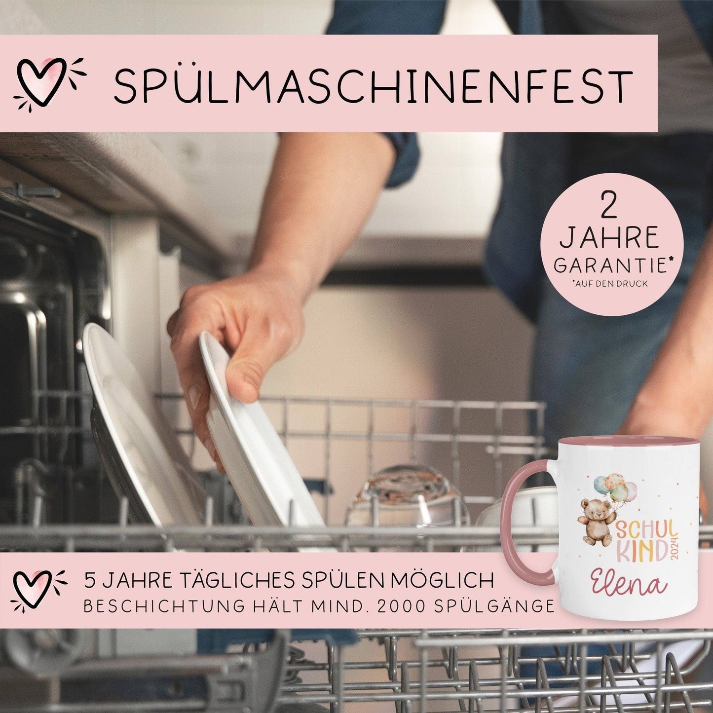 Schulkind 2024 Tasse, personalisiertes Einschulungsgeschenk, personalisierte Tasse für Jungen und Mädchen  kleinebuchstaben   