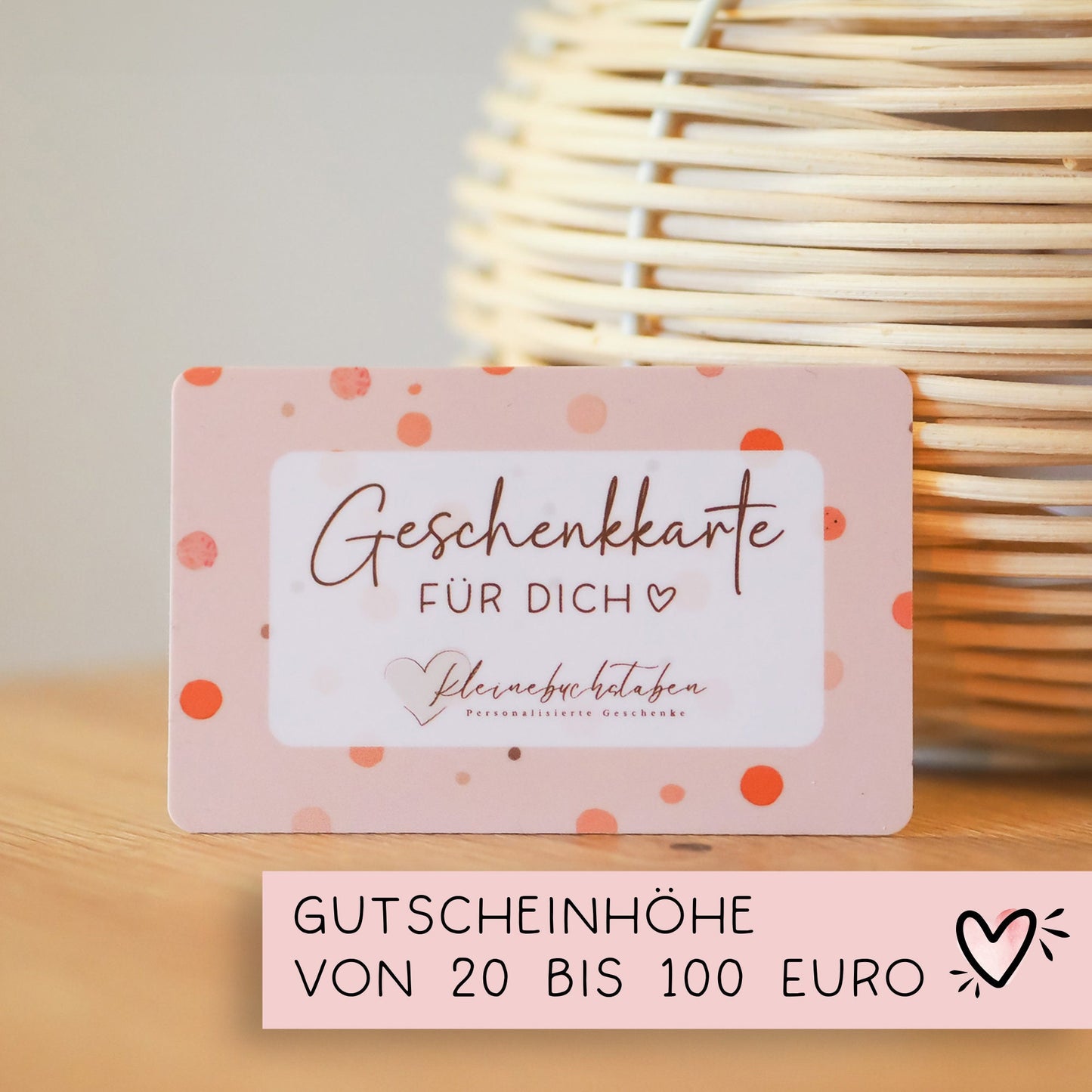 Etsy Geschenk Gutschein Coupon NUR für unseren kleinebuchstaben-Shop | Gutscheinkarte von 20 Euro bis 100 Euro frei wählbar. kleinebuchstaben