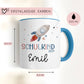 Schulkind 2024 Rakete Tasse Personalisiert mit Wunschnamen Kindertasse mit Namen zur Einschulung  kleinebuchstaben   