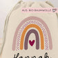 Kinder-Beutel mit Namen personalisiert Personalisierter Turnbeutel | Regenbogen-Design. Perfekt als Rucksack für Schule und Kindergarten  kleinebuchstaben   