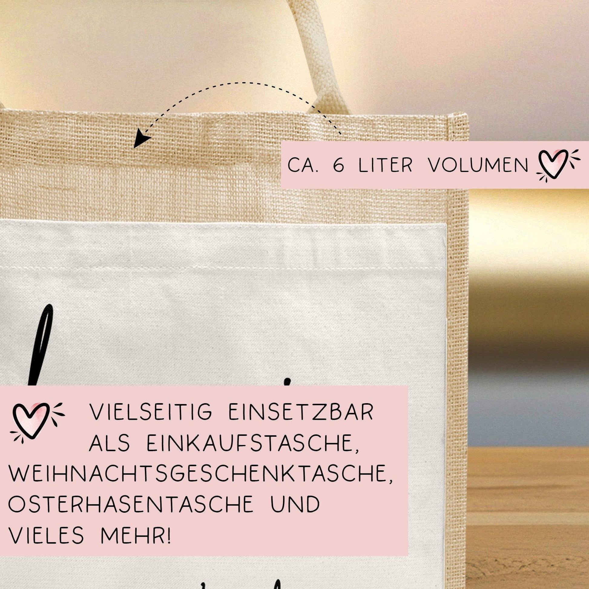 Lehrerin mit Herz Tasche mit Namen - kleines Geschenk - Dankeschön Juteasche Abschiedsgeschenk - Beste Lehrerin mit Wunschtext  kleinebuchstaben   