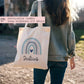 Regenbogen Blau Stofftasche Tasche Kinder-Beutel mit Namen als Sporttasche, Wechselwäsche, Tragetasche - Kita, Schule & Kindergarten - 06  kleinebuchstaben   