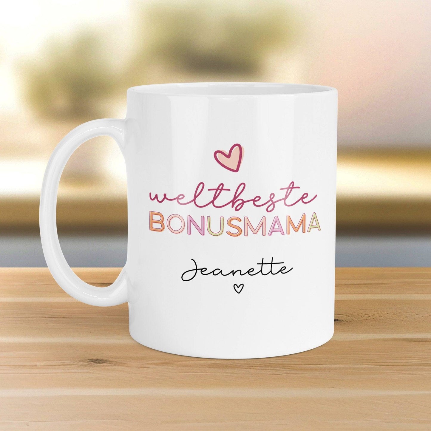 Weltbeste Bonus Mama Tasse - Bonusmama - Geschenk personalisiert -  für Mama, Bonus-Mama, Oma zum Geburtstag - Muttertag - Weihnachten  kleinebuchstaben Bonusmama Innen & Henkel Weiß 