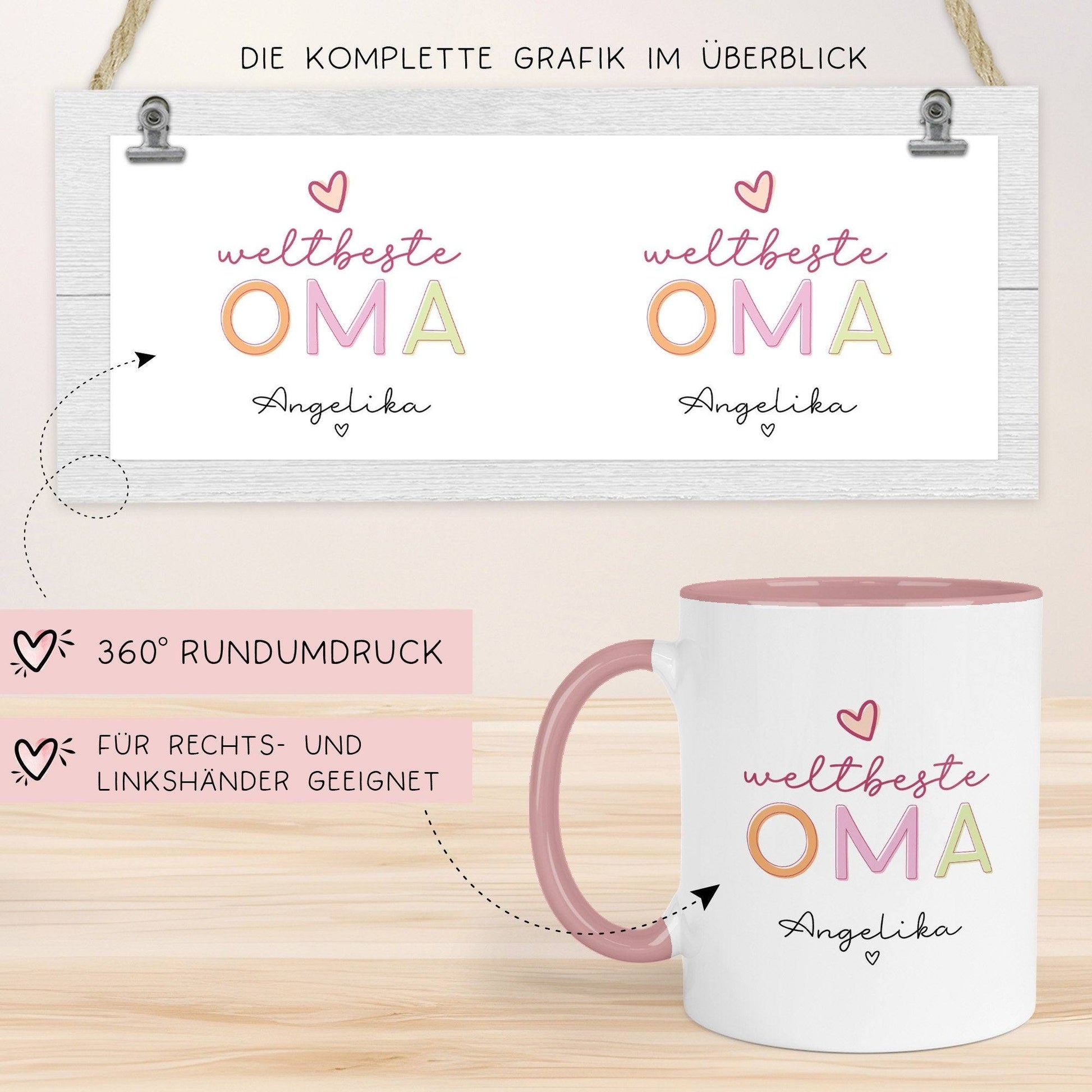 Weltbeste Oma Tasse mit Namen - Geschenk personalisiert - Geschenk zum Geburtstag, Ostern, Weihnachten - Wunschnamen  kleinebuchstaben   