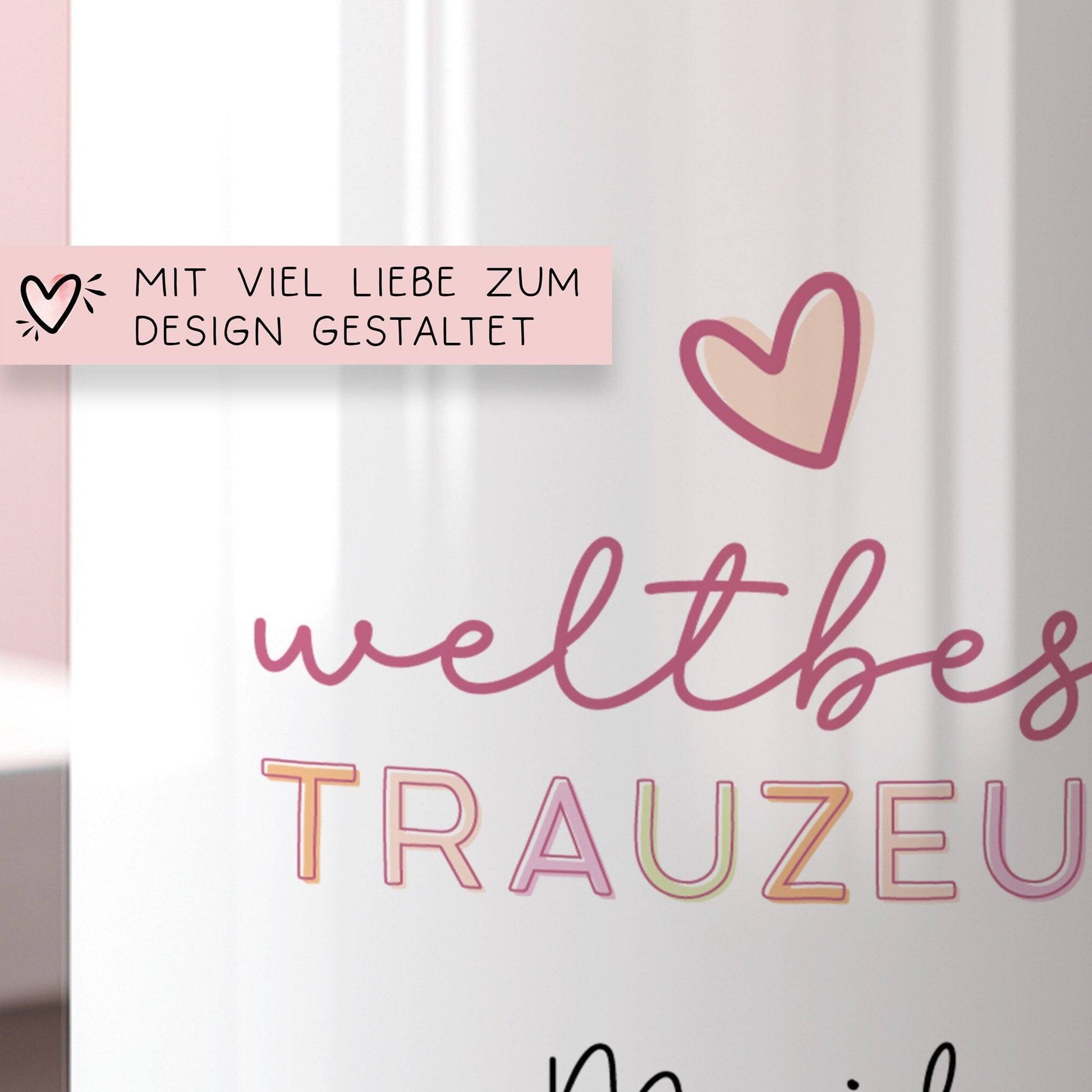 Weltbeste Trauzeugin Tasse mit Namen - Geschenk personalisiert Geschenk Trauzeugin Brautjungfer zum Geburtstag, Ostern, Weihnachten  kleinebuchstaben   