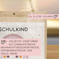 Schulkind Regenbogen Einschulung Tasche | Jute Pocket |Personalisiert mit Wunschnamen | Herz als Geschenktasche für Schulanfang - 1 Schultag  kleinebuchstaben   