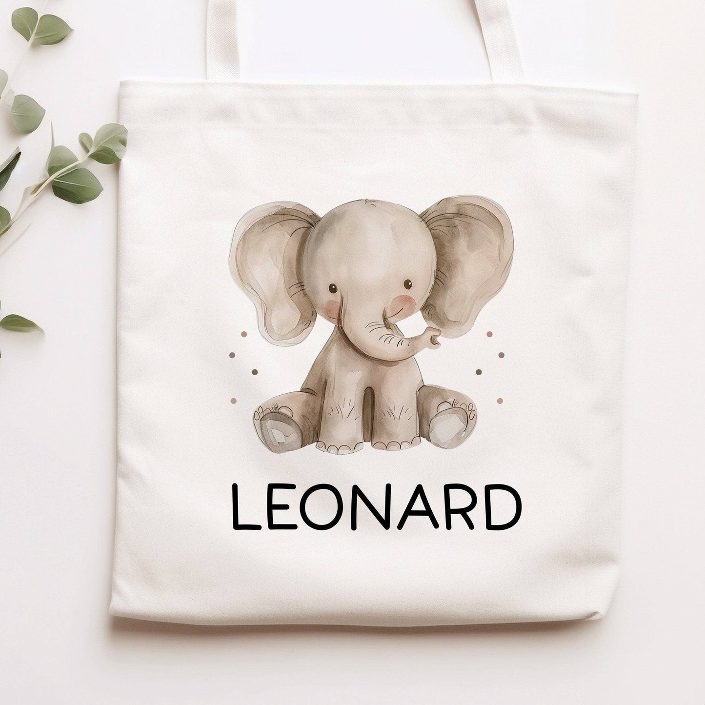 Einschulung Stofftasche mit Wunschnamen personalisiert Kinder-Beutel als Sporttasche, Wechselwäsche, Stoffbeutel Kita, Schule & Kindergarten  kleinebuchstaben Elefant Stofftasche 