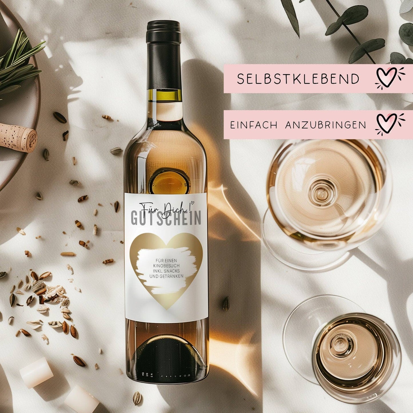 Weinflaschen-Etikett  | Gutschein "Für dich" | Personalisiertes Wein Flaschen Etikett | Rubbellos Weinetikett Weihnachten - Gold  kleinebuchstaben   