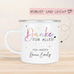 Abschiedsgeschenk Erzieherin Geschenk Abschiedsgeschenk Lehrerin Dankeschön Geschenk Tasse - Danke für alles - Emaille Tasse Becher  kleinebuchstaben   