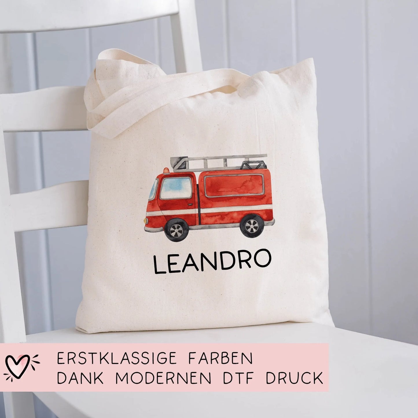 Feuerwehr Polizei Krankenwagen Stofftasche Personalisiert mit Namen. Für Schule Wäschebeutel Wechselwäsche | Mädchen & Junge | Weihnachten  kleinebuchstaben   