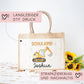 Bagger Schulkind 2024 Pocket Tasche mit Wunschnamen | 100% Jute | Schaufelbagger Baustelle | Geschenk Einschulung | Schultüte personalisiert  kleinebuchstaben   