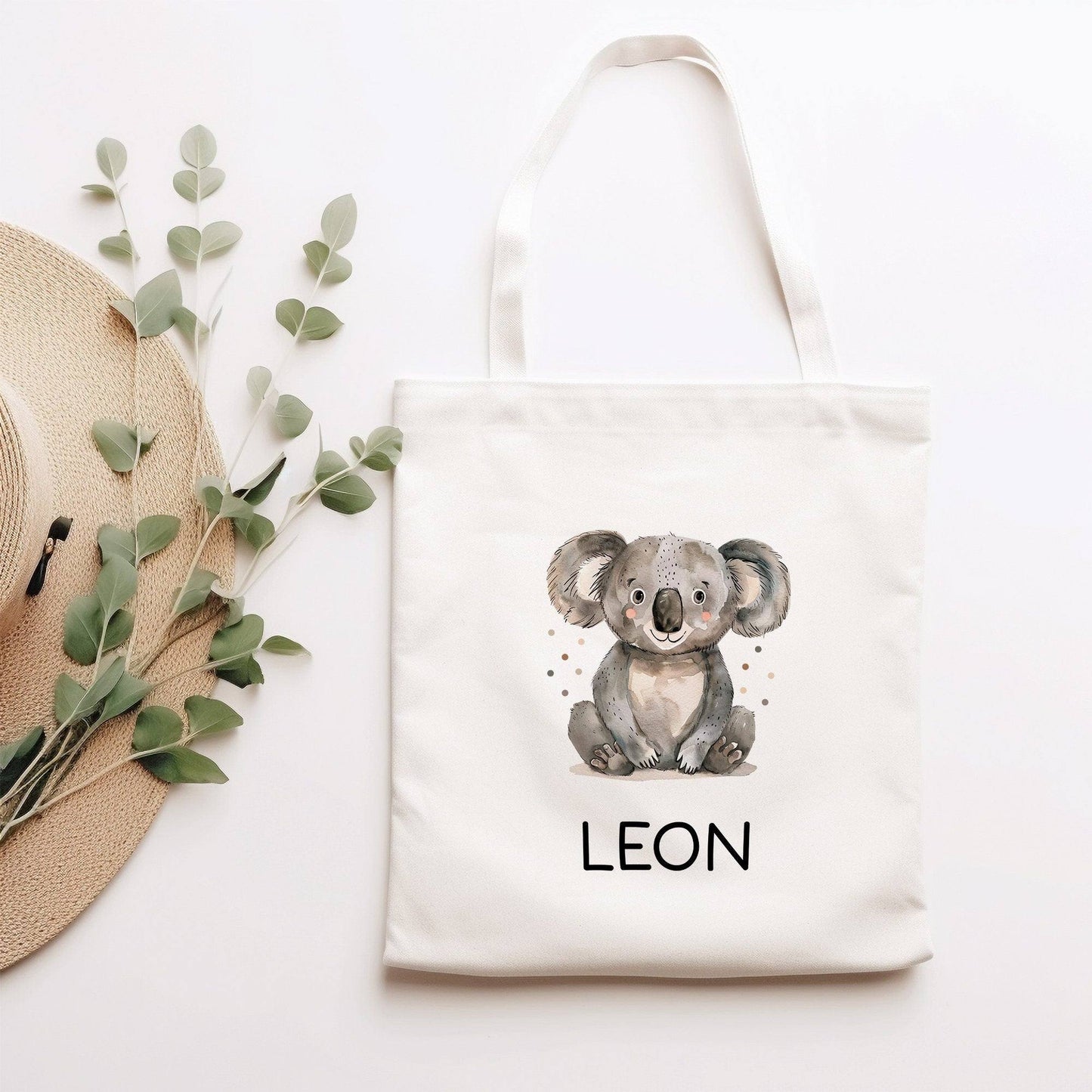 Stofftasche Koala mit Namen personalisiert Kinder-Beutel als Sporttasche, Wechselwäsche, Stoffbeutel - Kita, Kiga, Schule & Kindergarten  kleinebuchstaben   