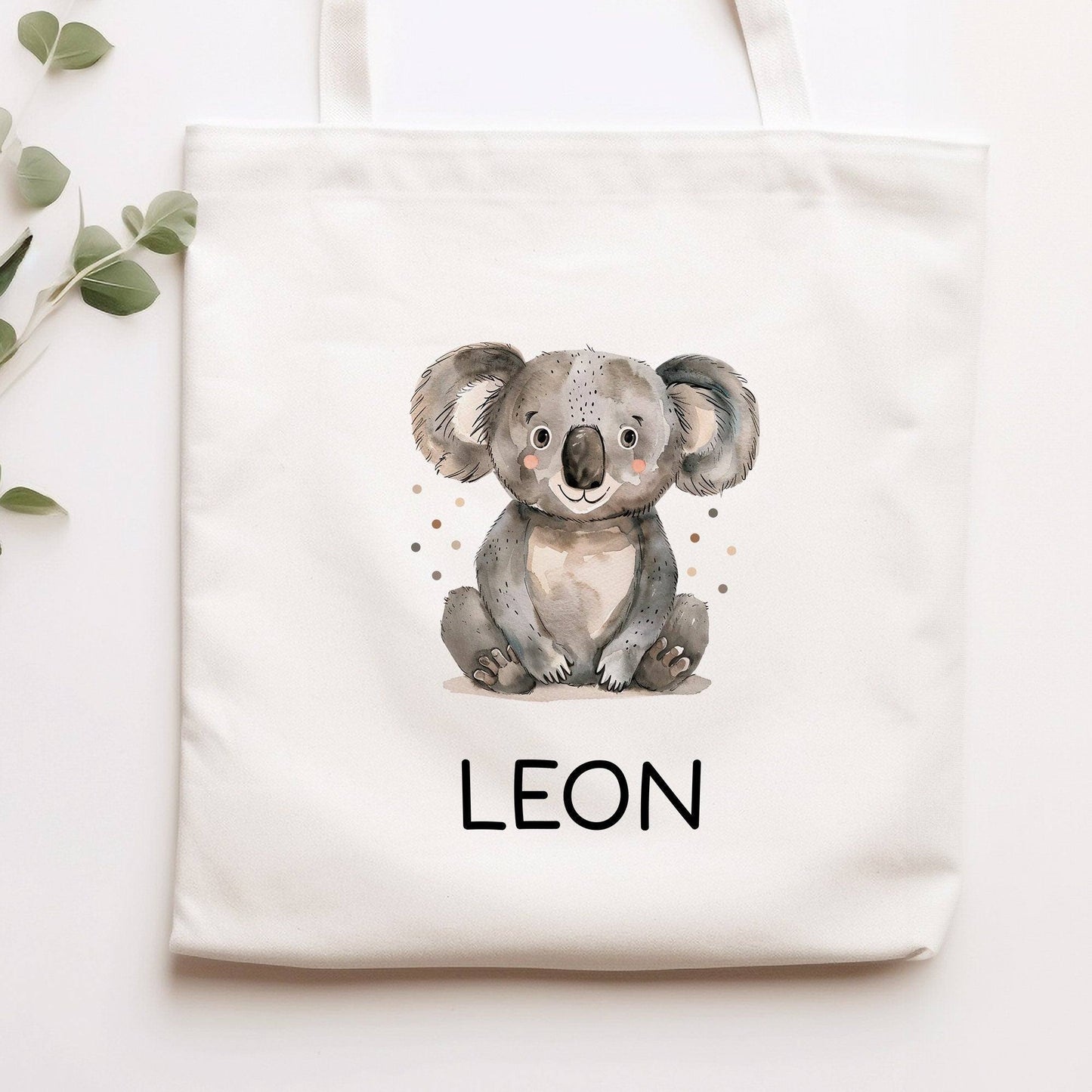 Einschulung Stofftasche mit Wunschnamen personalisiert Kinder-Beutel als Sporttasche, Wechselwäsche, Stoffbeutel Kita, Schule & Kindergarten  kleinebuchstaben Koala Stofftasche 