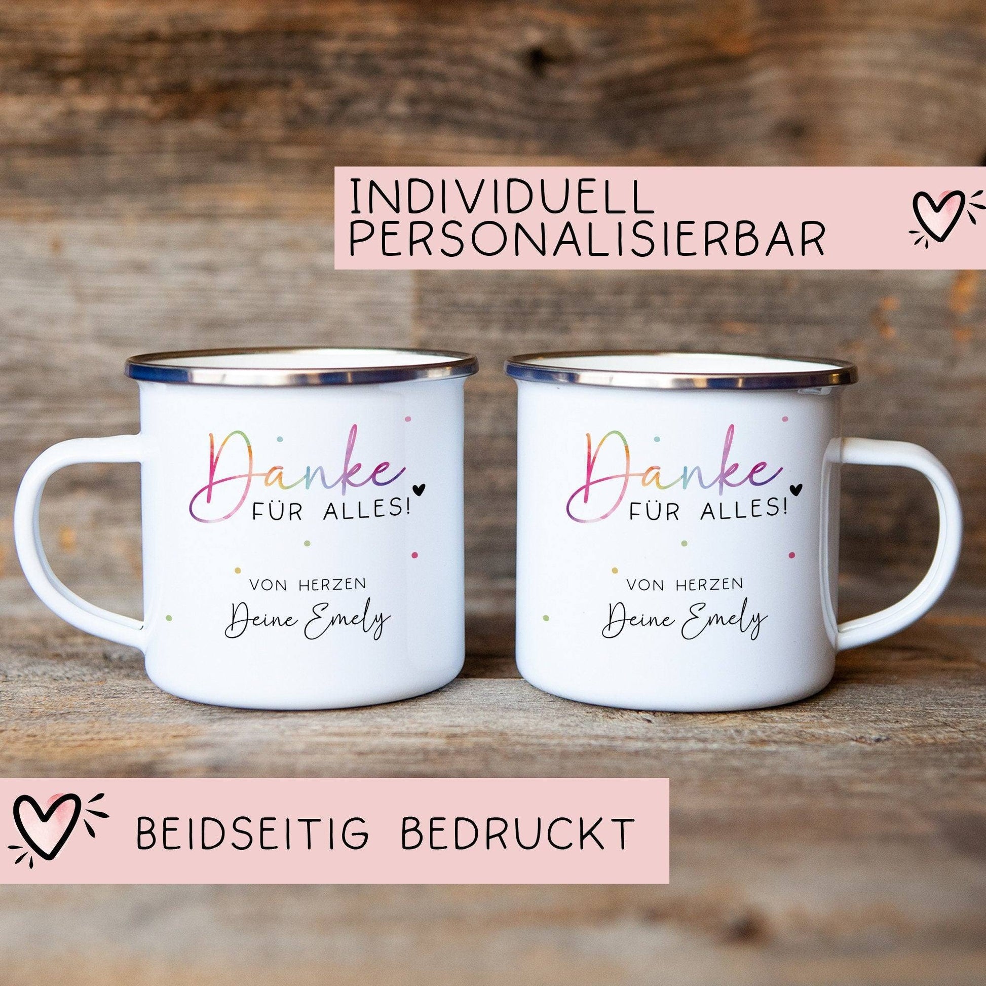 Abschiedsgeschenk Erzieherin Geschenk Abschiedsgeschenk Lehrerin Dankeschön Geschenk Tasse - Danke für alles - Emaille Tasse Becher  kleinebuchstaben   