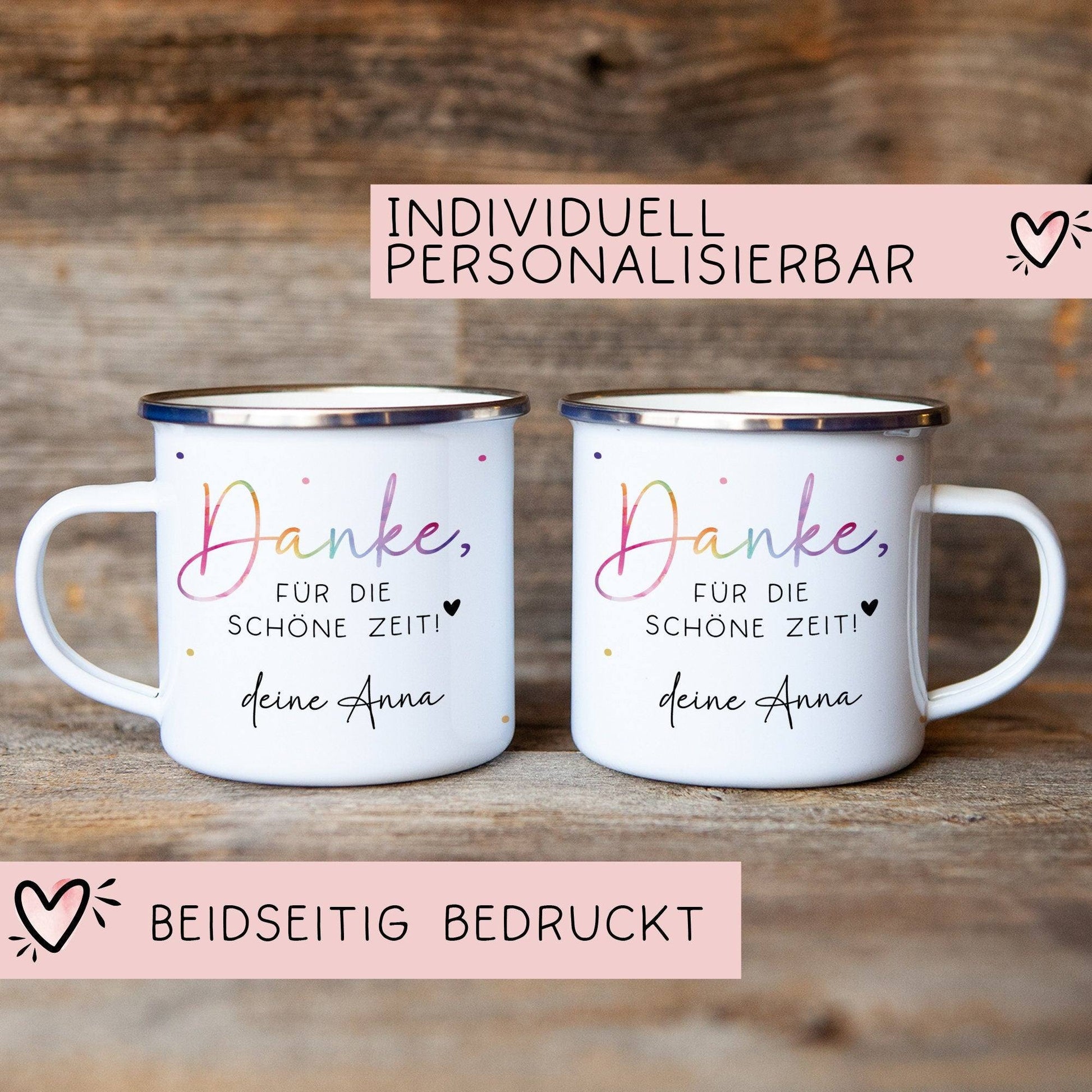 Abschiedsgeschenk Erzieherin Geschenk Abschiedsgeschenk Lehrerin Dankeschön Geschenk Tasse - Danke für die schöne Zeit - Emaille Becher  kleinebuchstaben   