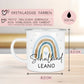 Schulanfang Schulkind Emaille Tasse Becher | Personalisiert mit Wunschnamen | Kindertasse zur Einschulung | Regenbogen im Aquarell-Stil  kleinebuchstaben   