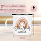 Schulanfang Schulkind Emaille Tasse Becher | Personalisiert mit Wunschnamen | Kindertasse zur Einschulung | Regenbogen Rosa Geschenk  kleinebuchstaben   