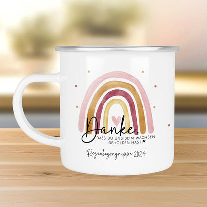 Danke das du uns beim Wachsen geholfen hast Emaille Tasse - Regenbogen Abschiedsgeschenk für Erzieherin Geschenk Abschiedsgeschenk Lehrerin  kleinebuchstaben Danke das du uns ... Silber 